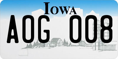 IA license plate AOG008