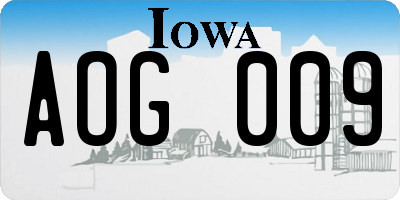 IA license plate AOG009