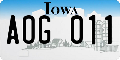 IA license plate AOG011