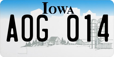 IA license plate AOG014