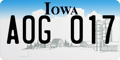 IA license plate AOG017