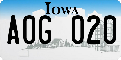 IA license plate AOG020