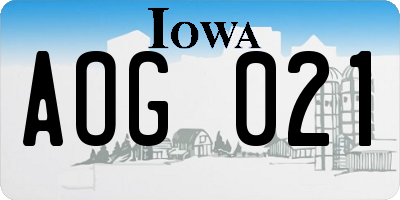IA license plate AOG021