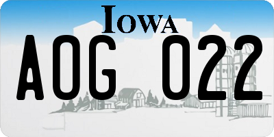 IA license plate AOG022
