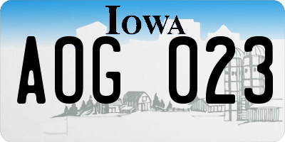 IA license plate AOG023