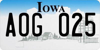 IA license plate AOG025