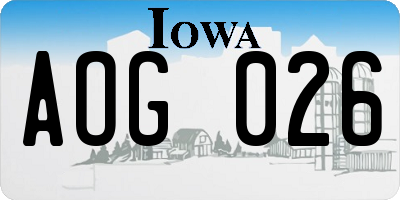 IA license plate AOG026