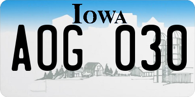 IA license plate AOG030