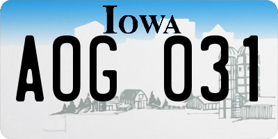 IA license plate AOG031
