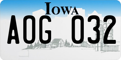 IA license plate AOG032