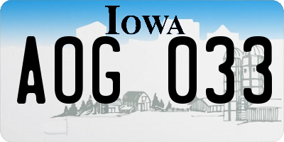 IA license plate AOG033