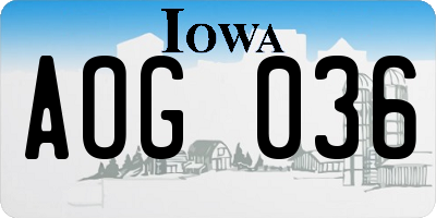 IA license plate AOG036