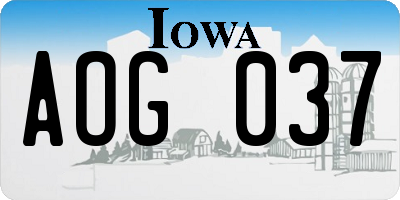 IA license plate AOG037