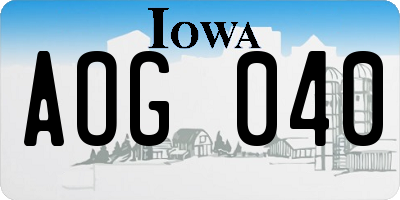 IA license plate AOG040
