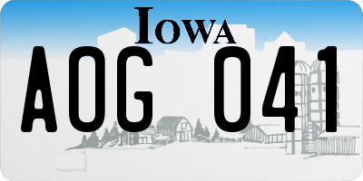 IA license plate AOG041