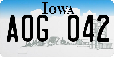 IA license plate AOG042