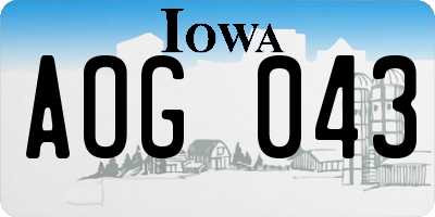 IA license plate AOG043