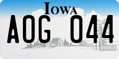 IA license plate AOG044