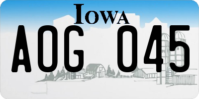 IA license plate AOG045