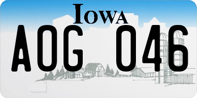 IA license plate AOG046