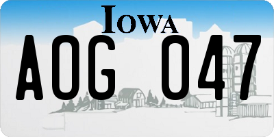 IA license plate AOG047