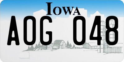 IA license plate AOG048