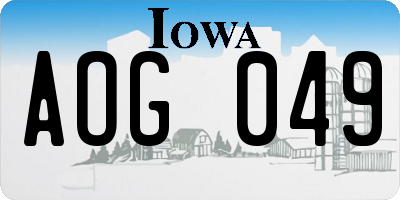 IA license plate AOG049