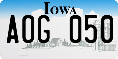IA license plate AOG050
