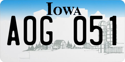 IA license plate AOG051