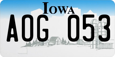 IA license plate AOG053
