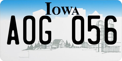 IA license plate AOG056