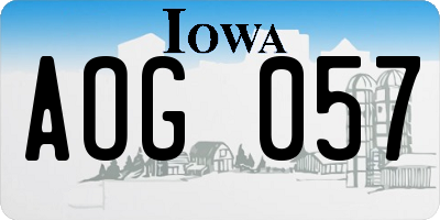 IA license plate AOG057