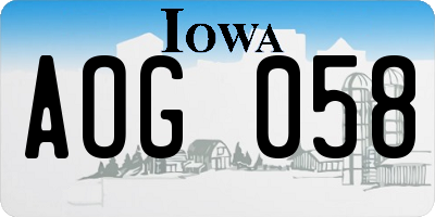 IA license plate AOG058