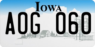 IA license plate AOG060