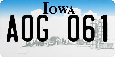IA license plate AOG061