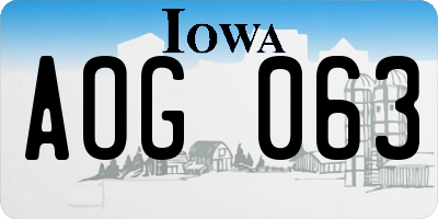 IA license plate AOG063