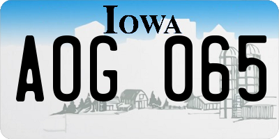 IA license plate AOG065
