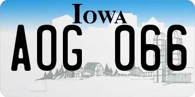 IA license plate AOG066