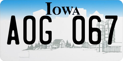 IA license plate AOG067