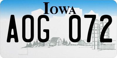 IA license plate AOG072