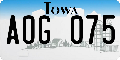 IA license plate AOG075