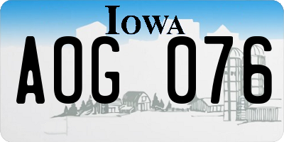 IA license plate AOG076