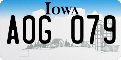 IA license plate AOG079