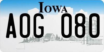 IA license plate AOG080