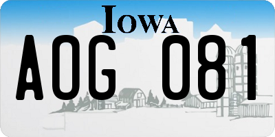 IA license plate AOG081
