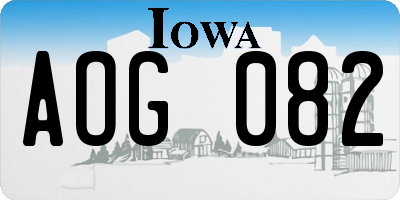 IA license plate AOG082