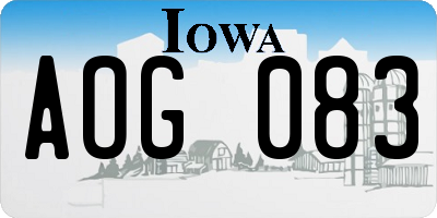 IA license plate AOG083