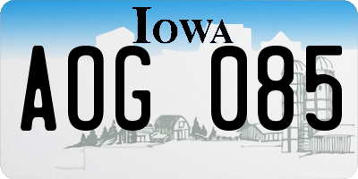 IA license plate AOG085