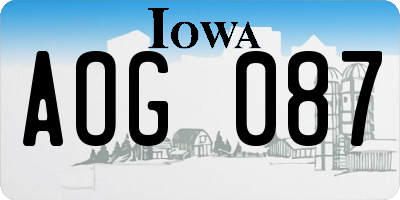 IA license plate AOG087