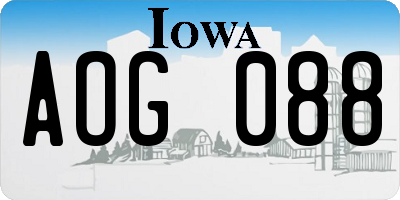 IA license plate AOG088